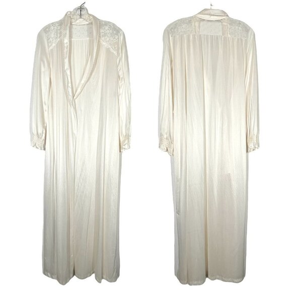 Vintage Robe Sati nLong Robe Nightgown Lace Trim Size Medium - Picture 1 of 10